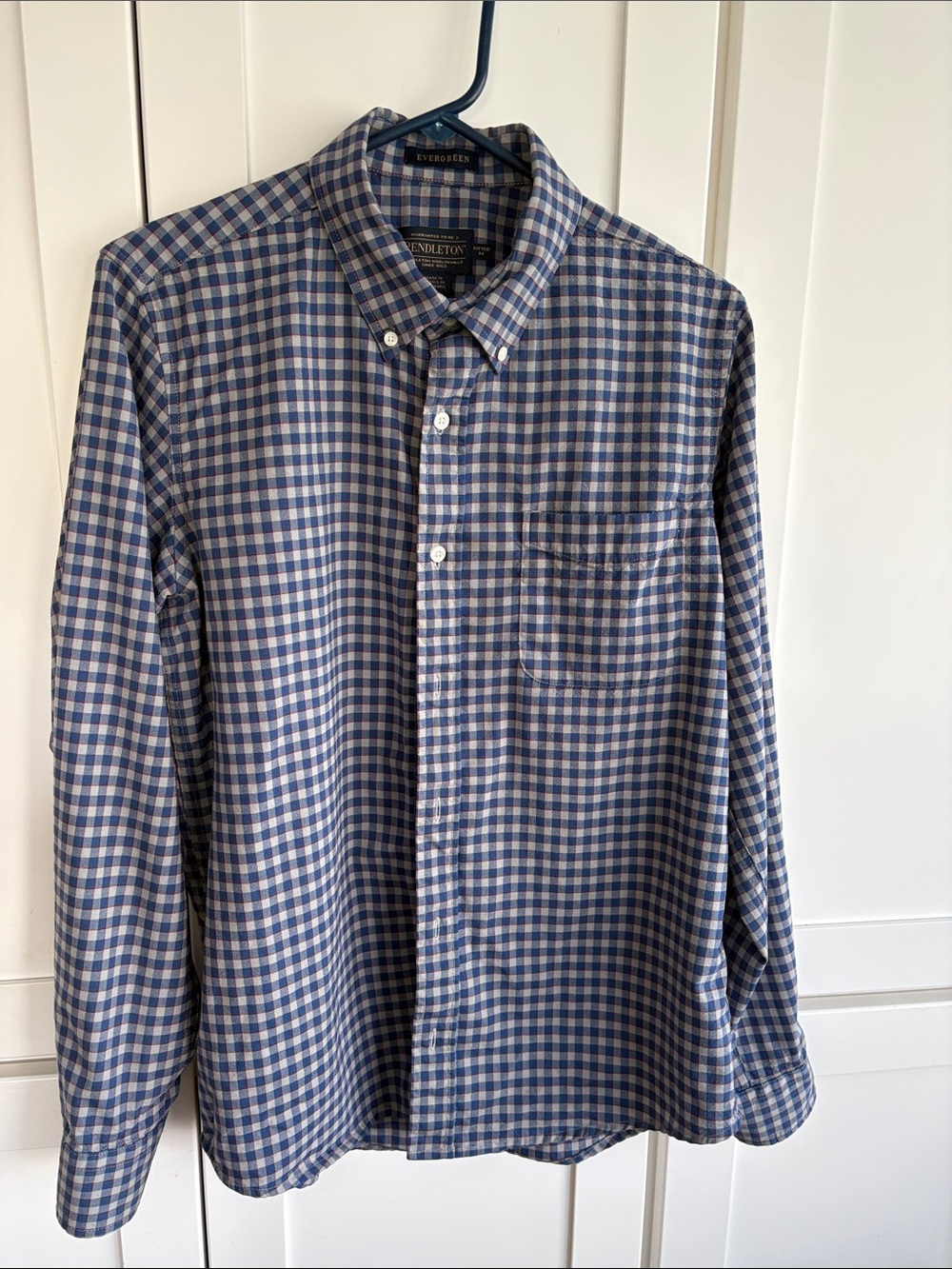 Pendleton Blue and White Gingham Button-Down Shirt